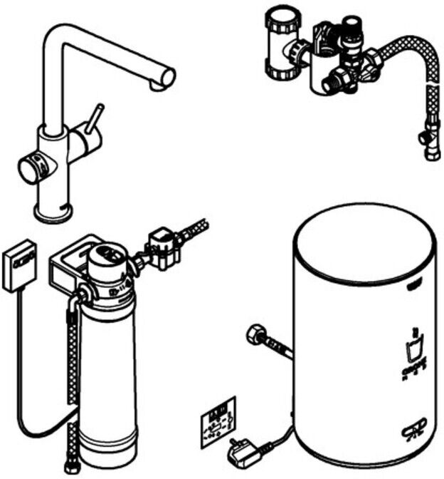 Grohe Spültisch-Einhebelmischer Red Duo hd graph. gebürstet, M-Size, mit Boiler (30327AL1)
