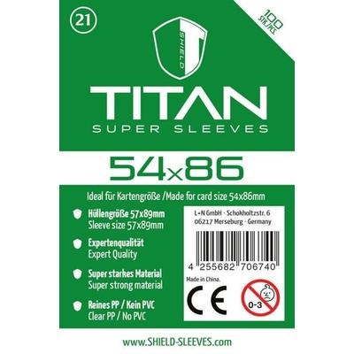 Shield Titan 21 - 100 Super Sleeves für Kartengröße 54x86 mm