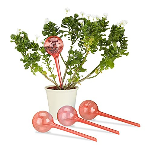 Relaxdays Waterdruppelaar set van 4 stuks, rood, kunststof