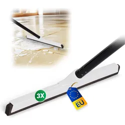 Novaliv 3X Badabzieher mit Schraub- Steckstiel Dusche Kunststoff 43cm Badabzieher Dusche Fliesen Wasser Abzieher Schieber für Boden Wasserabzieher Terasse Boden mit Stiel Abzieher Fenster Profi