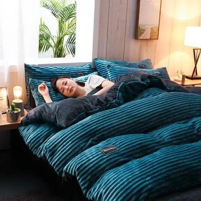 Uplifted Goods Thick Velvet Duvet Cover Set For Warm Winter Bedding lake Blue 200x230cm Set