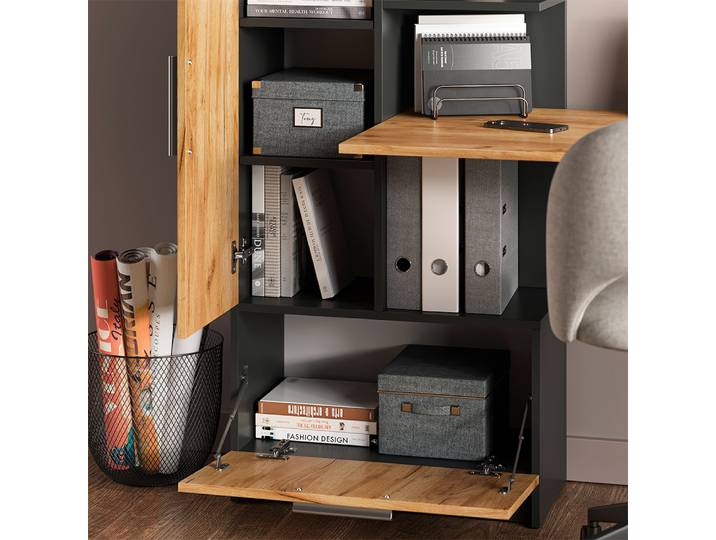 Bureau Tomy\, Anthracite/chêne De Force Doré\, 150x59cm Lot De 5\, Vicco