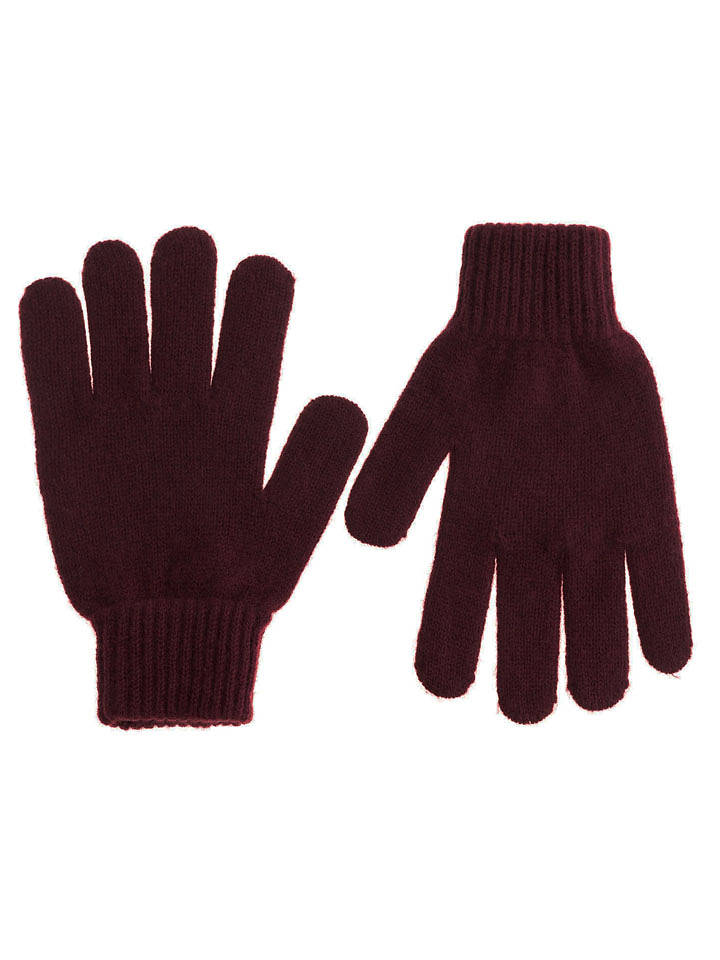 Zwillingsherz Kaschmir-Handschuhe in Bordeaux - onesize