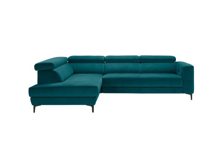 Ecksofa Velours Petrol