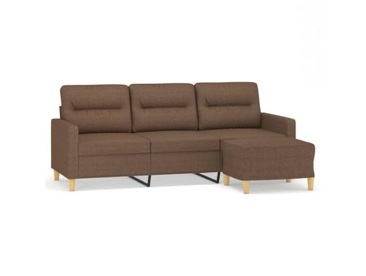 Todiikf 3-Sitzer Sofa mit Hocker Set, Polstersofa Braun 198cm Stoffsofa Gemütliche 2-teilige Couchgarnitur mit gepolstertem Fußhocker für das Wohnzimmer, stabiles Metall-Sperrholz-Gestell.