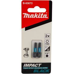 Makita Bitset T20 Impact Black, B-63672, 2 Stück, 25 mm, Torx T20
