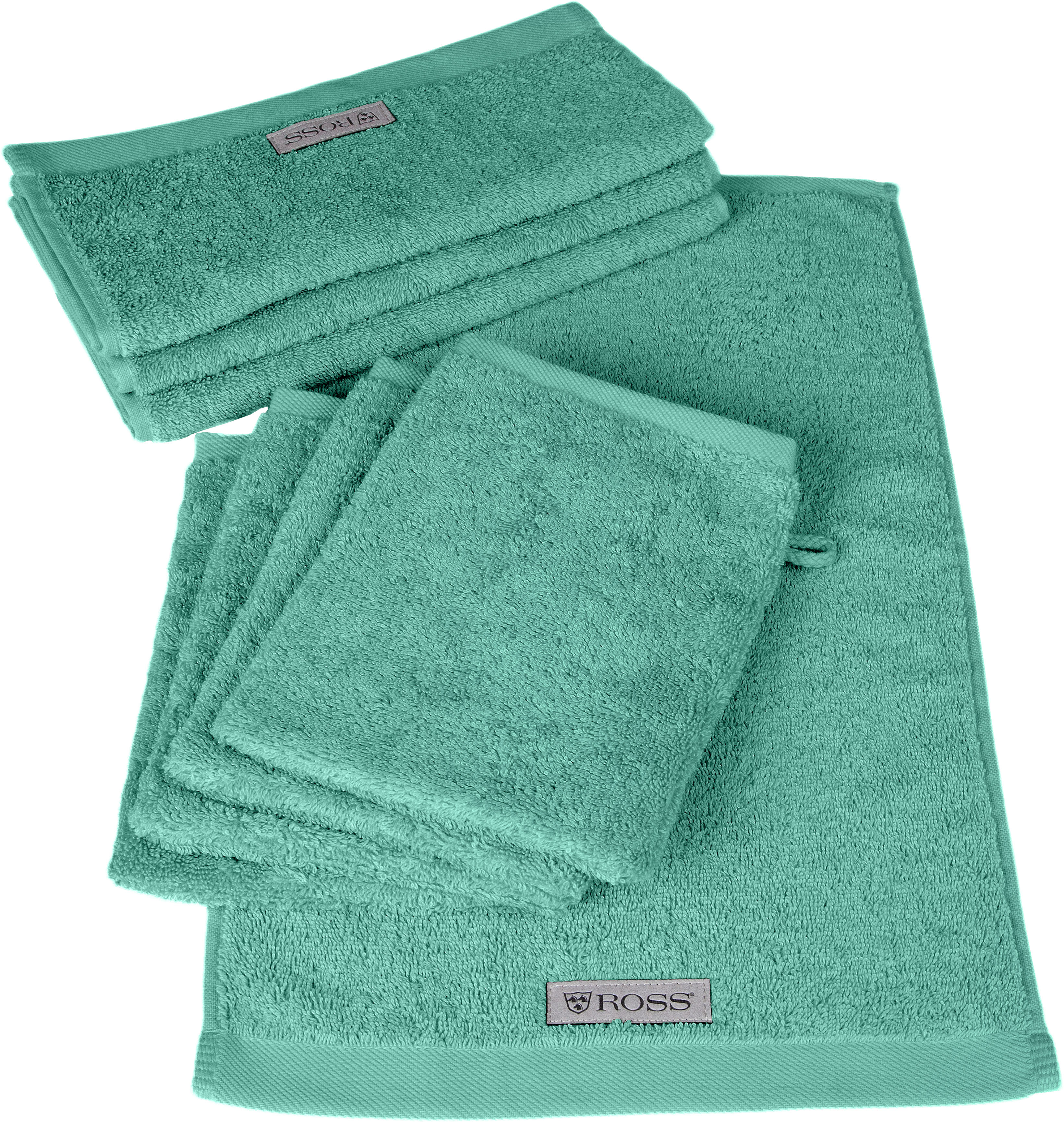 Handtuch Set ROSS "Sinfonie", blau (karibik), Obermaterial: 100% Baumwolle, Handtuch-Sets, Handtuch Set, beinhaltet Gästetücher und Waschhandschuhe karibik Einheitsgröße