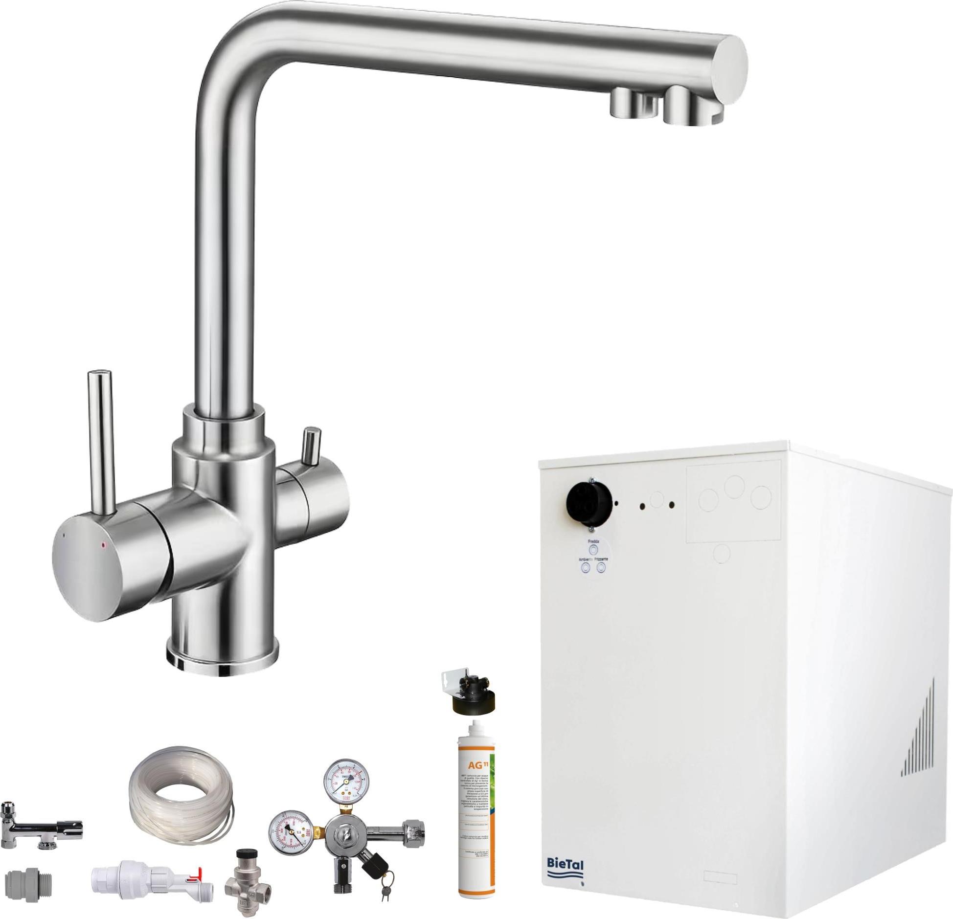 Tafelwassergerät BieTal BT-30U Kühlung 3-Wege L Wasserhahn Edelstahl Filter SET