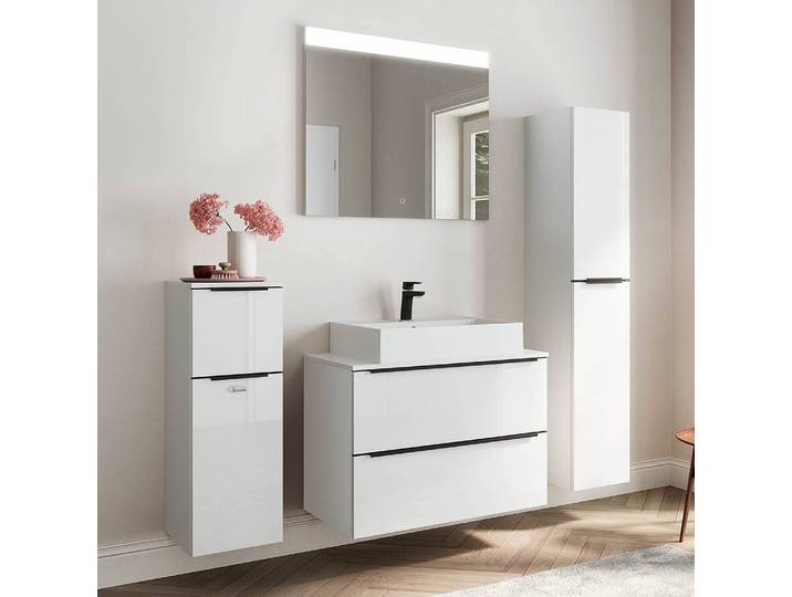 Badezimmerset MYBA XXIII 4-teilig 140cm Weiß/Hochglanz Weiß