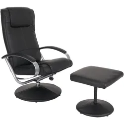 Relaxsessel Siena mit Hocker ~ schwarz