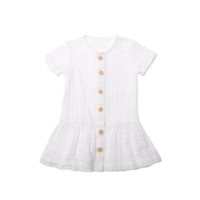 Sommerkleid LILIPUT, Mädchen, Gr. 98/104, EURO-Größen, Kurzarm, weiß, 100% Baumwolle, unifarben, normal, Rundhals, Kleider Sommerkleid, aus weichem Musselin