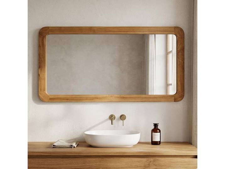 Miroir de salle de bain rectangulaire 140 cm x 70 cm avec bords arrondis