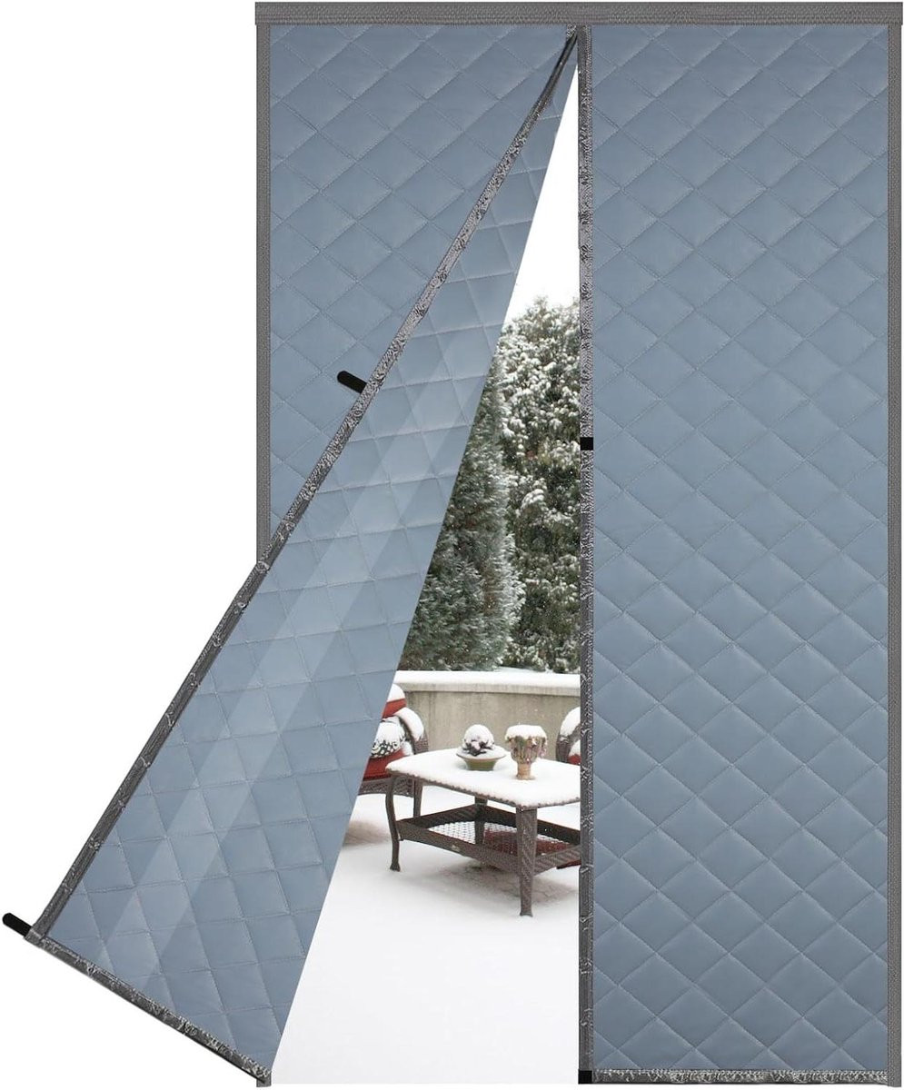 Magnetisch Isolerend Deurgordijn Grijs B: 85 cm, H: 225 cm