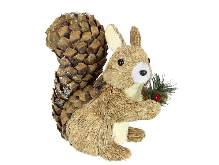 Dekofigur I.GE.A. Eichhörnchen , beige (natur), B:21cm H:24cm, Bast, Dekofiguren, Dekofigur, Aus Bast Tierfigur Statue Herbstdeko Winterdeko Weihnachtsdeko