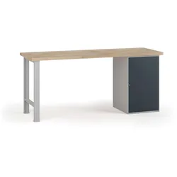 Werkbank G7, Buche-Leimholzplatte, 2000 x 800 x 840 mm, 1x Schrank, Graphit