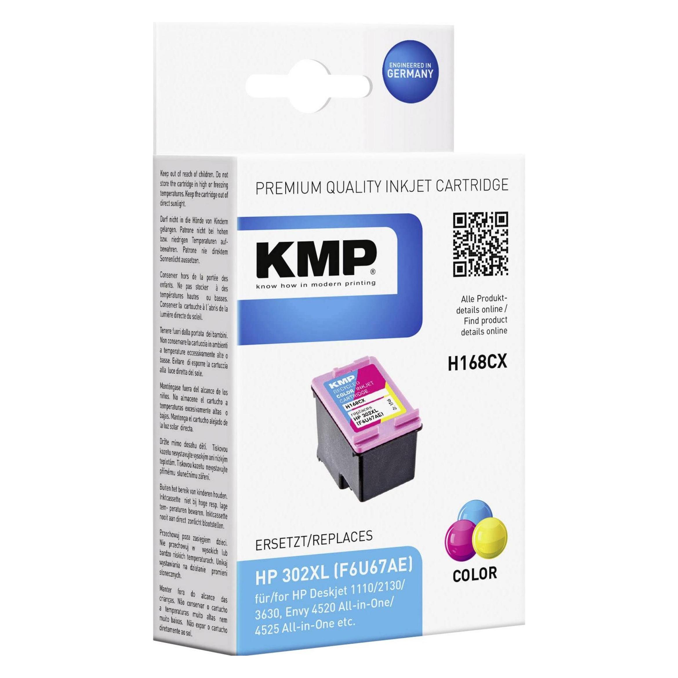 KMP H168CX Kompatibel mit HP 302XL (C, M, Y) (1746,4030)