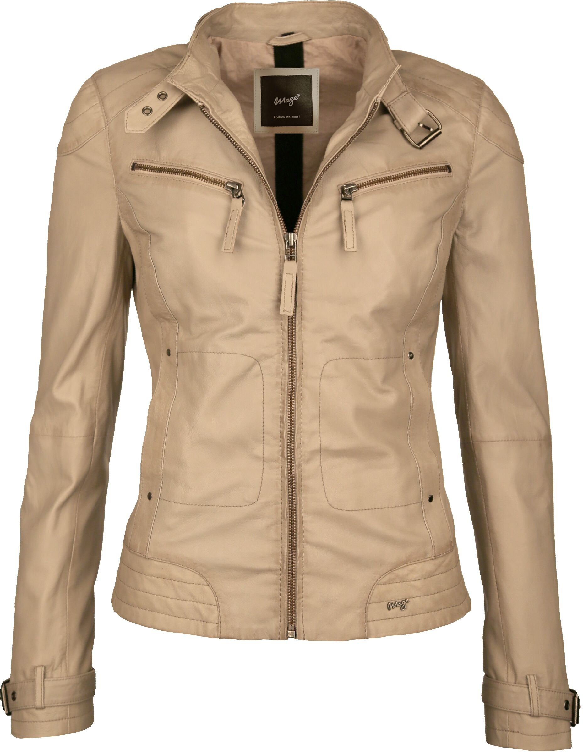 Lederjacke MAZE "Lederjacke 31Ryana", Damen, Gr. L, beige, Jacken Lederjacke