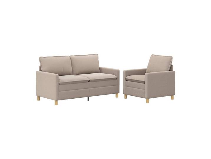 vidaXL Sofa Sofa Set 2 stk. Hellgrau Stoff, 2 Teile, Sofa Set 2 stk. Hellgrau Stoff