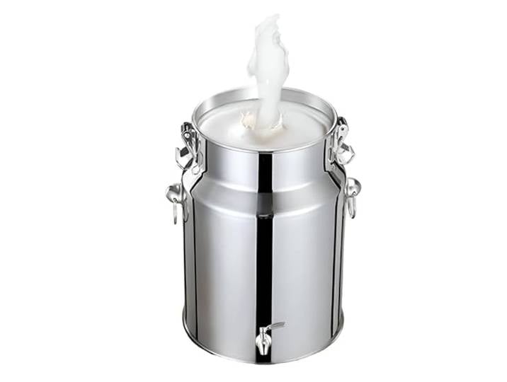 AIZYR Milchkanne Mit Zapfhahn Und Tragegriff Milcheimer Aus Edelstahl Milchkanne Fässer Verschließen Getränkespender Für Milch, Wein Und Öl,24L