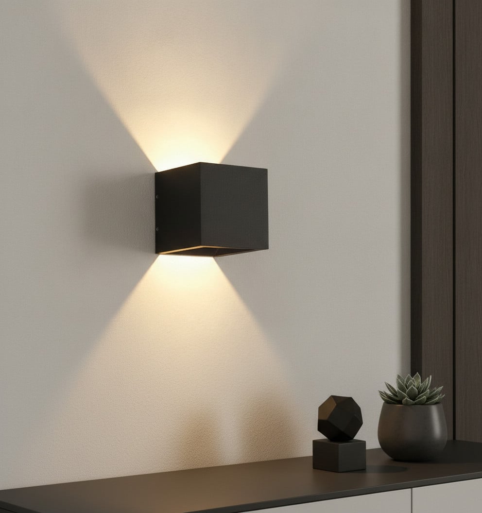 Artdelight Cube-Dtw Dim-to-warm LED muurspot zwart