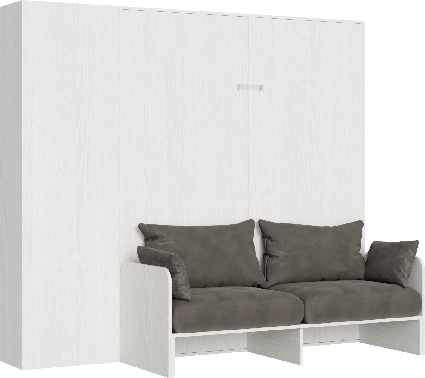 Doppelbett Sofà Kentaro Esche weiß mit Links-Rechts-Säule Klappbett