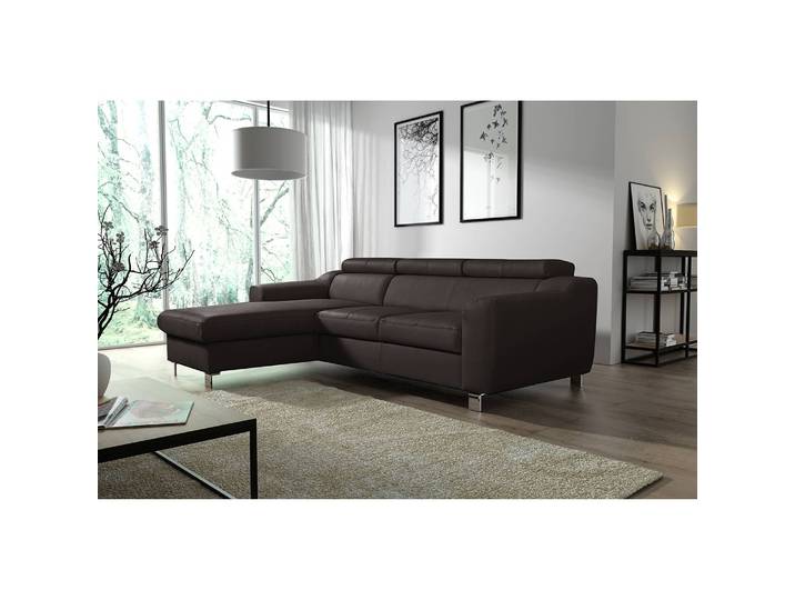 Ecksofa Burnside I Braun/Dunkelbraun Kunstleder 242 x 76 x 170cm Longchair davorstehend links ohne Schlaffunktion Modern