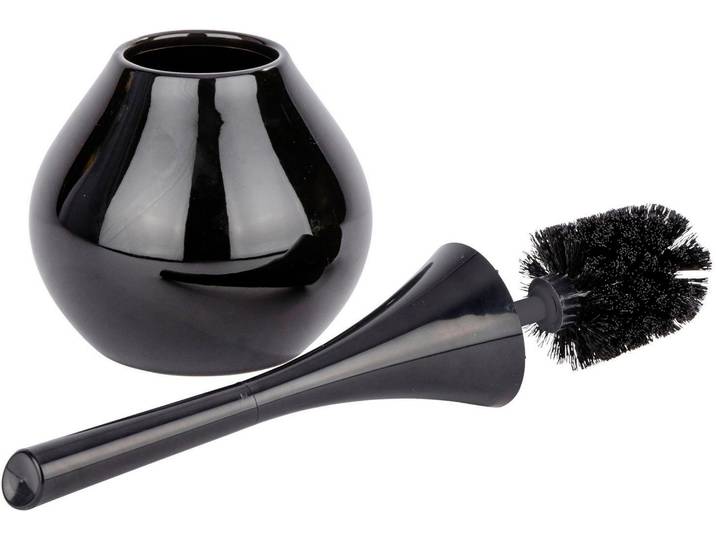 WC-Garnitur WENKO Flakon , schwarz, L:17cm, Keramik, Kunststoff, Reinigungsbürsten, WC-Garnitur, Bürstenkopf-Durchmesser 6,5 cm