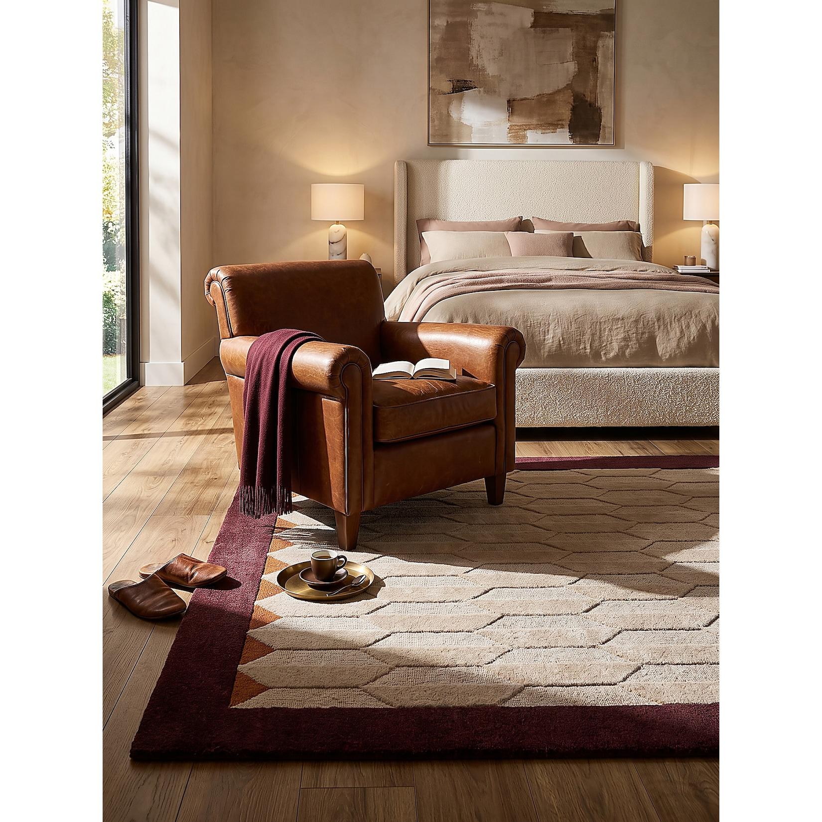 Wollteppich geometrisch Bordeauxrot 200 x 290 cm - DARENT Kadima