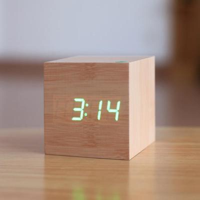 HomeDecorAndMore LLC Modern Digital Wood Clock LED Wooden Digital Wall Clock For Home & Office Oak Green Light