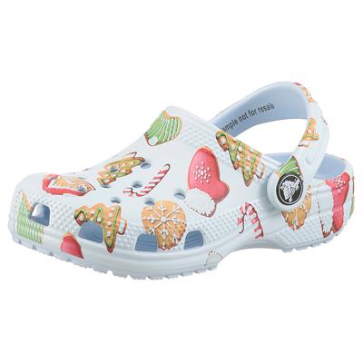 Clog CROCS "Classic Clog K", Mädchen, Gr. 23, Croslite™, bunt (multifarben), Schuhe Clog, Weihnachtsschuh, Hausschuh mit buntem Festive Print