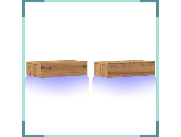 Meuble TV - 856346 - chêne artisanal - éclairages LED - capacité 60 kg