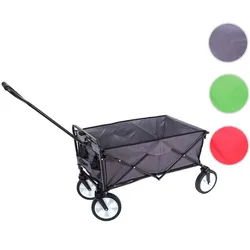 Faltbarer Bollerwagen HWC-E38, Handwagen Gartenwagen Transportwagen klappbar ~ ohne Dach/Hecktasche grau