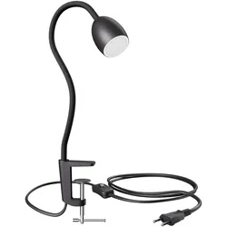 ledscom.de GU10 Klemmleuchte KLUK mit Schwanenhals, schwarz inkl. GU10, weiß, 6,74W 630lm