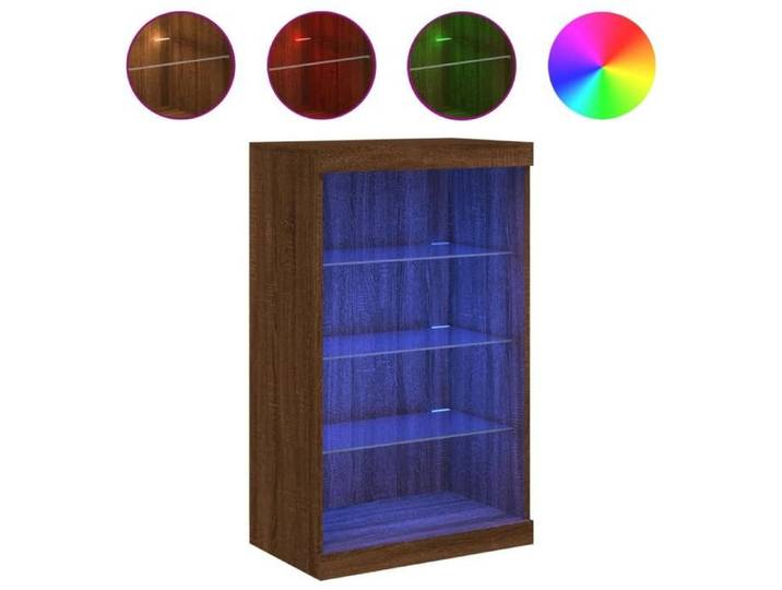 NOUVEAU Commode - Buffet avec lumières LED - Bahut Meuble Enfilade - chêne marron - 60 5x37x100cm 56610