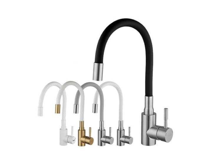 Edelstahl-Küchenarmatur, Küchenspüle, Wasserhahn, heißes und kaltes Wasser, Waschbecken-Mischbatterie, bunter Schlauchhahn, Kran(A1114N-T8,G9/16)
