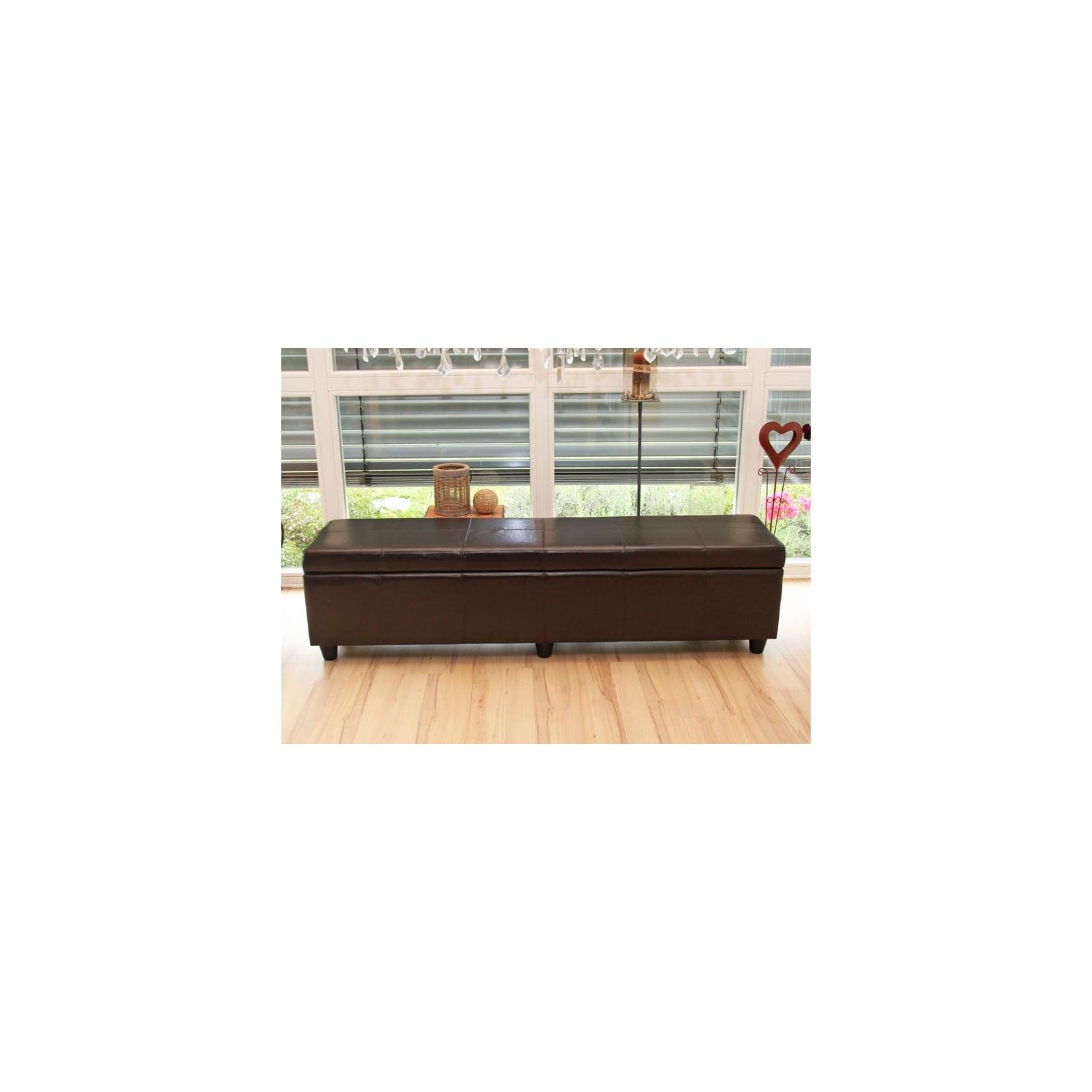 Bank Sitzbank mit Aufbewahrung Arezzo XXL, Leder + Kunstleder, 180x45x45cm ~ braun