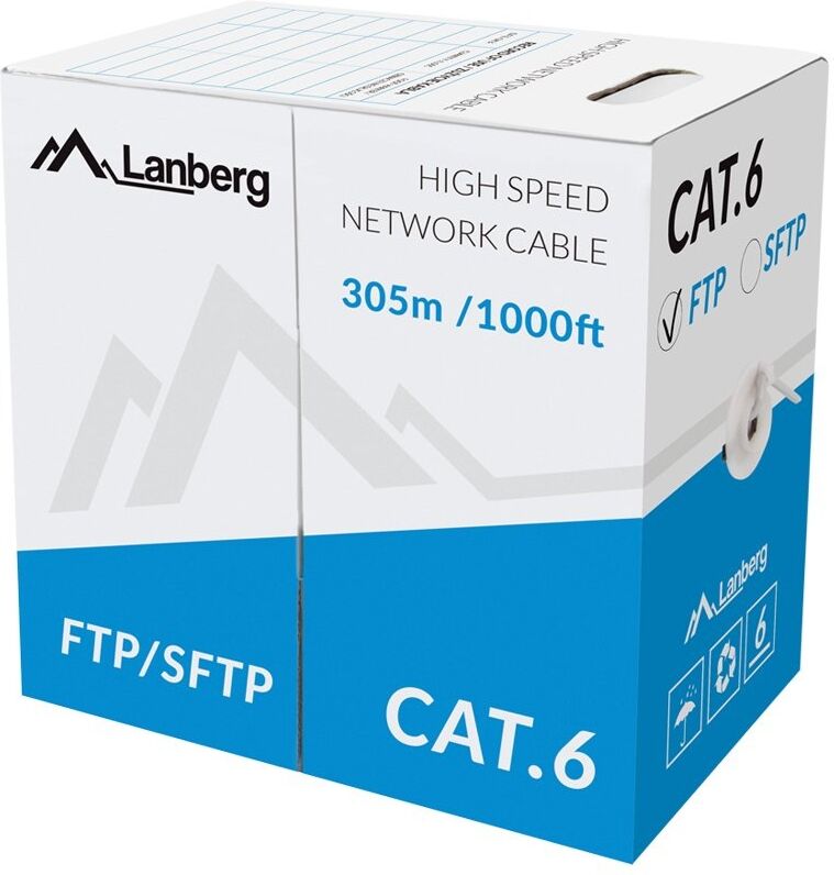 Lanberg 305 Meter Cat6 Ftp Nätverkskabel & Installationskabel Grå