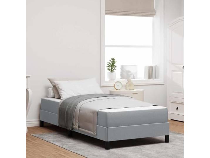 Atmungsaktiver Stoff Holzwerkstoff minimalistische Eleganz Boxspringbett Boxspringbett mit Matratze Hellgrau 90x190 cm Stoff Bett mit Lattenrost Einzelbett Taschenfederkern Modernes Polsterbett für
