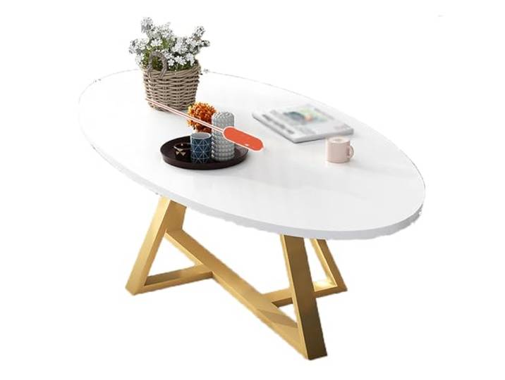 Ptasccne Moderner Couchtisch, ovaler Dekotisch mit Metallgestell Einfach zu montieren, geeignet for Wohnzimmer, Heimbüro, 120 x 58 x 45 cm couchtisch