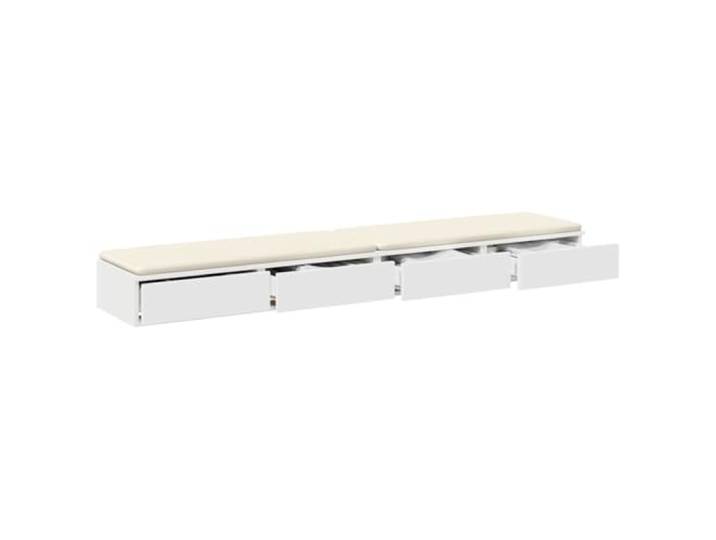 KTHLBRH Bettschubladen 180 cm weiß 4 Schubladen Holz mehrschichtig Push-to-Open, Soft-Close-Verschluss, verwendbar als Sitz oder Stufe, maximale Belastung 100 kg