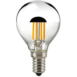 SIGOR LED Filament-Kopfspiegellampe P45 Silber, E14, 4.5W 2700K 400lm 180°, dimmbar, klar / Silber SIG-6135801