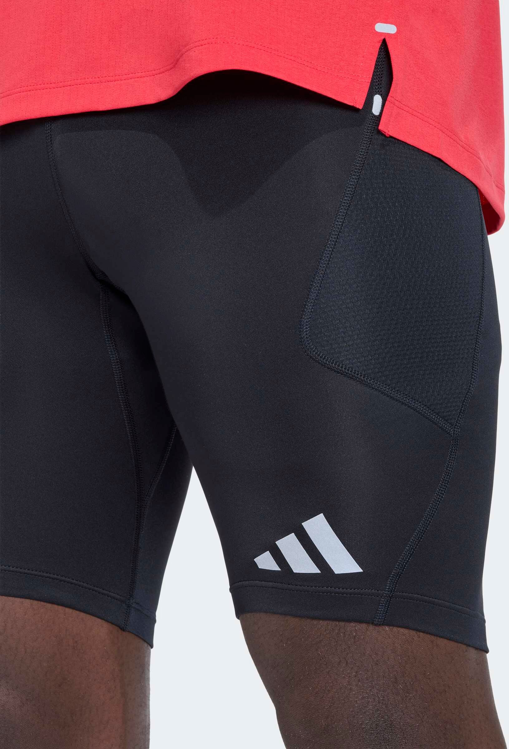 Laufshorts ADIDAS PERFORMANCE "ADI365 ADAPTIVE WEAR RUNNING 1/2 LEGGINGS" Gr. XXXL, schwarz (schwarz, normal, gr.), Hosen, Herren, 3XL, N-Gr, Obermaterial: 89% Polyester, 11% Elasthan, Laufshorts schwarz, normal, gr. 3XL, N-Gr