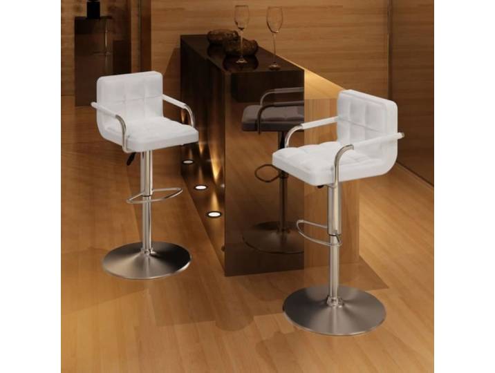 Tabouret de bar avec accoudoir 2 pcs 93-115 cm Blanc