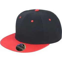 Result Unisex 6-Panel Kontrast Flat Peak Kappe Flache Cap RC082X black/red one size