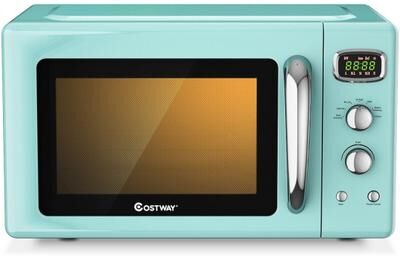 Costway 0.9 Cu.ft Retro Countertop Compact Microwave Oven-Green