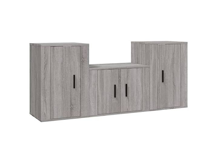GKHPYURE TV-Möbel-Set, 3-teilig, Sonoma-Grau, Holz, mehrschichtig Wanddesign, praktische Türen, großer Stauraum, einfache Montage