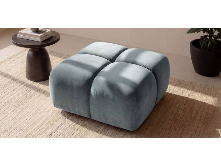 Kaiser Möbel Hocker für Wohnzimmer, Samtstoff Bluvel, Averro (Hocker), Designer-Hocker im Bubble-Stil,Modell aus der Averro-Kollektion