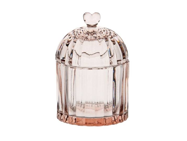 Glasbehälter mit Deckel, rosa H12cm