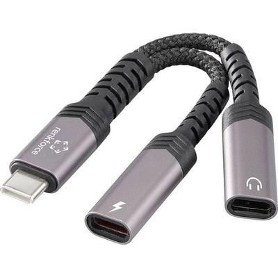 Renkforce USB-C®, Audio Adapterkabel [1x USB-C® Stecker - 2x USB-C® Buchse, USB-C® Buchse (Power Delivery)] USB-C® Audio+Charge
