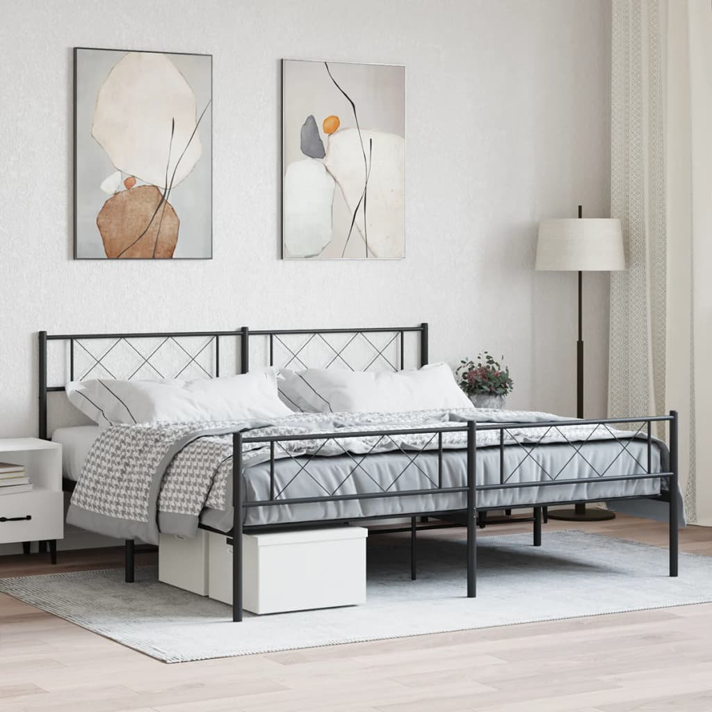 17 Stories Nicodemo Metal Bed Black 193 x 203 cm